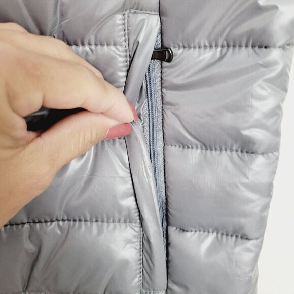 Vintage Blue Ocean Collection Puffer Vest Lightweight Liquid Gray Y2K Medium NEW - Picture 8 of 9